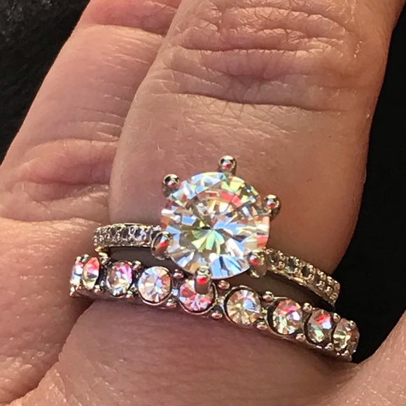 Sterling Silver ring band engagement set - Picture 8 of 8